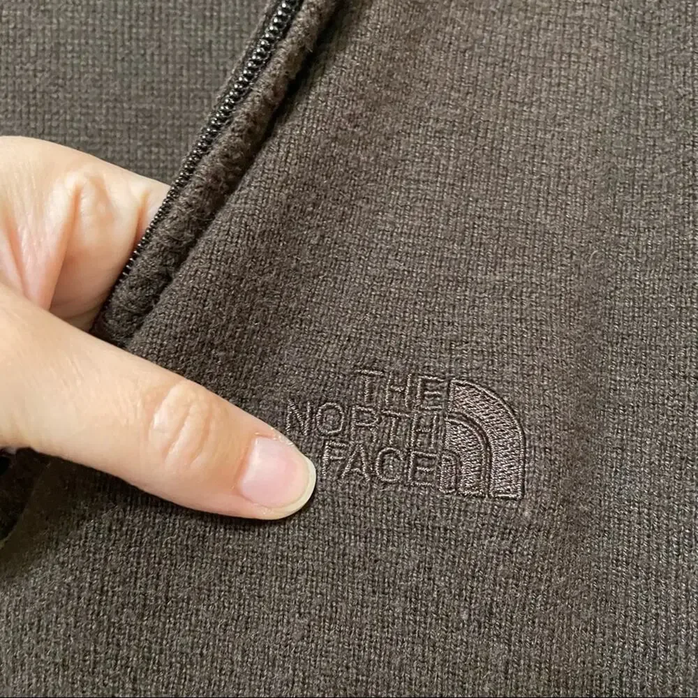 The North Face Brown Knit Quarter Zip Sweater Mens M Cotton Wool Blend Fall